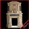 Indoor Freestanding Used Cheap Stone Marble Fireplace Mantel With Lion